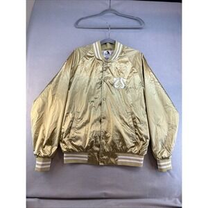CRSSD House X Techno Gold Satin Bomber Jacket, Large, Augusta, Festival Rave